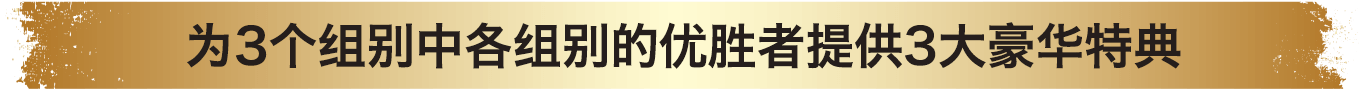 为3个组别中各组别的优胜者提供3大豪华特典