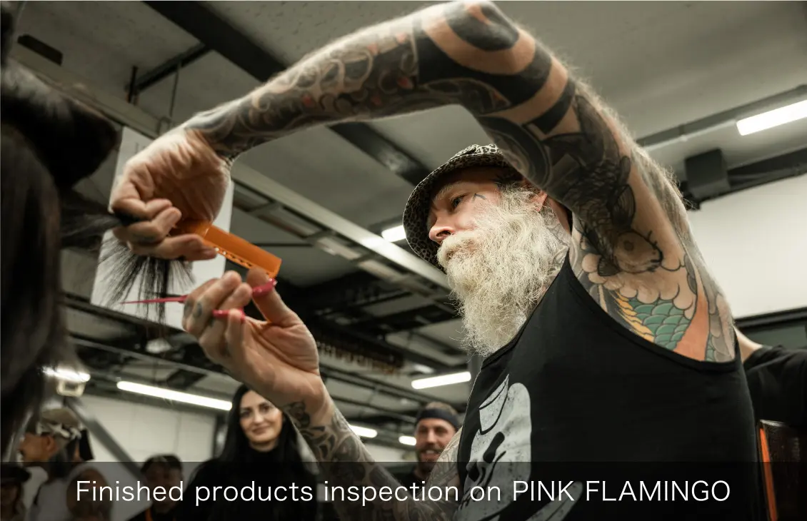 Finished products inspection on PINK FLAMINGO