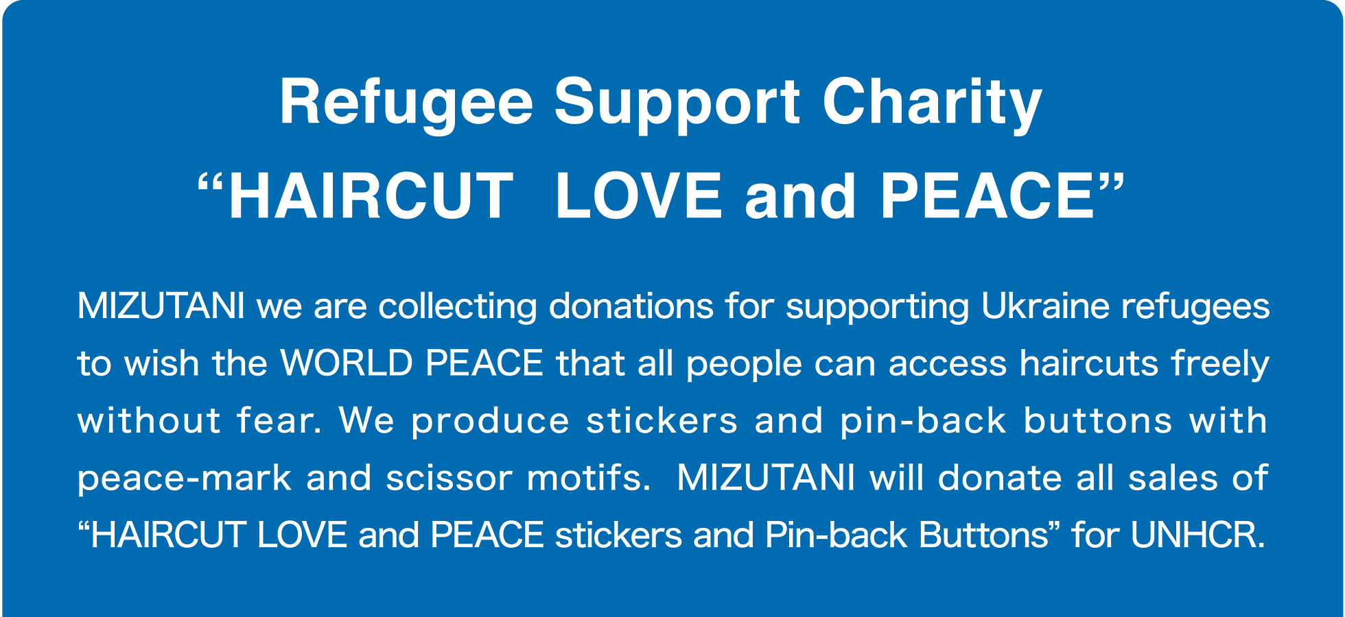 Refugee Support Charity　“HAIRCUT  LOVE and PEACE”