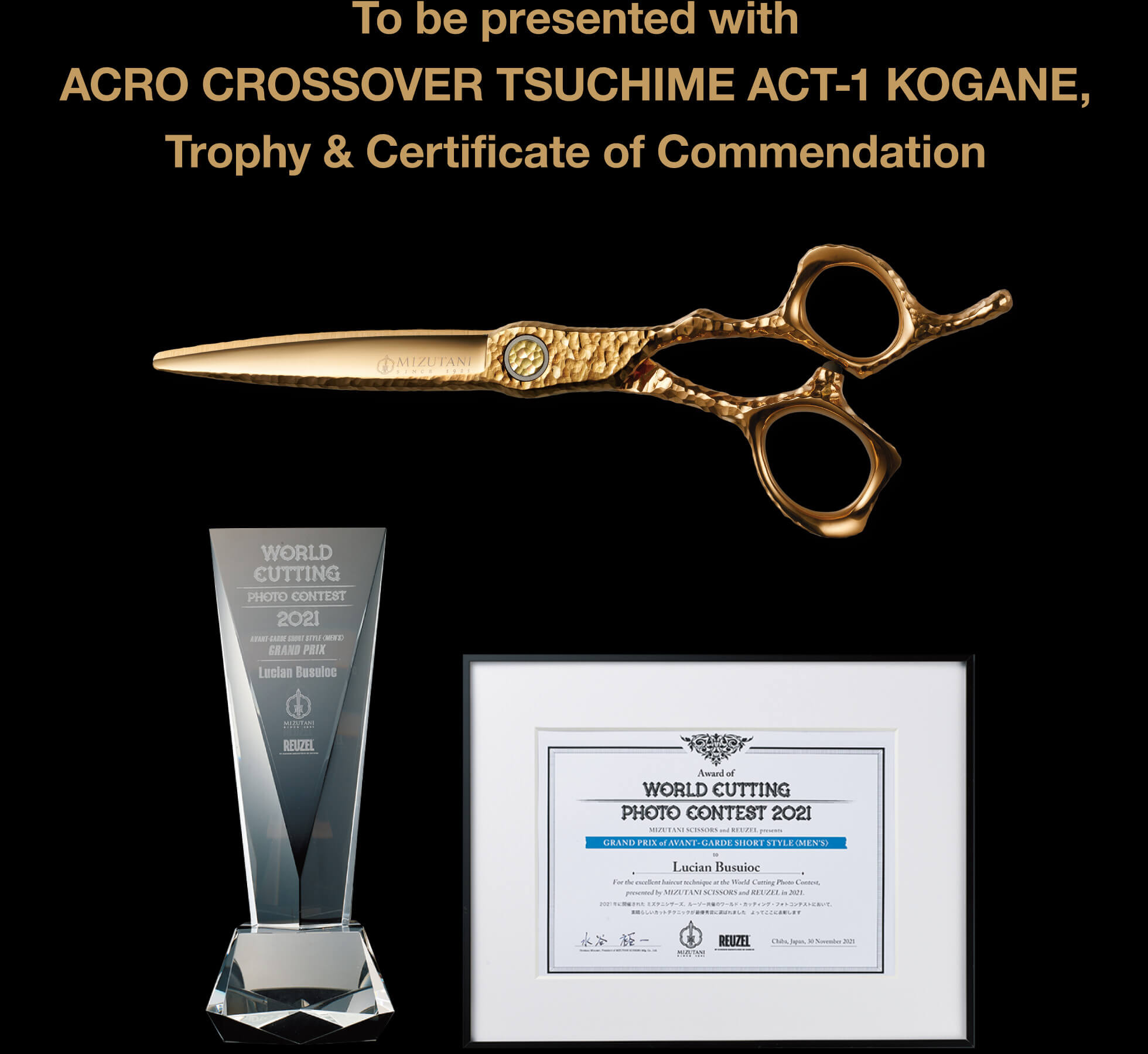 To be presented with ACRO CROSSOVER TSUCHIME ACT-1 KOGANE, Trophy & Certificate of Commendation